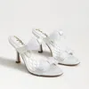 Sam Edelman Jasmine Double Strap Heel Mule Bright White Satin