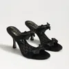 Sam Edelman Jasmine Double Strap Heel Mule Bright White Satin In Black
