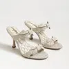 Sam Edelman Jasmine Double Strap Heel Mule Soft Gold Plisse Metallic