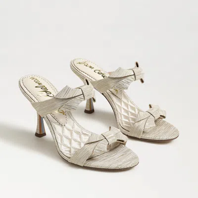 Sam Edelman Jasmine Double Strap Heel Mule Soft Gold Plisse Metallic