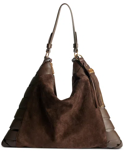 Sam Edelman Jette Large Zippered Hobo Bag In Brown