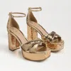 SAM EDELMAN SAM EDELMAN JULLIAN PLATFORM HEEL AMBER GOLD SEQUINS/METALLIC