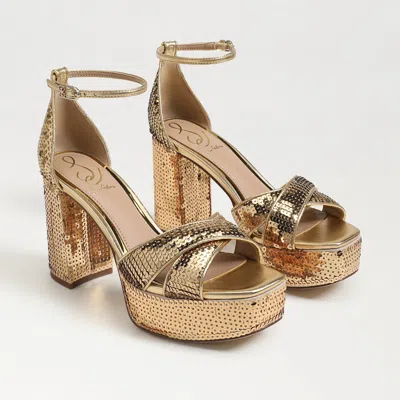 Sam Edelman Jullian Sequin Platform Heels In Amber Gold