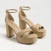 Sam Edelman Jullian Ankle Strap Platform Sandal In Beige
