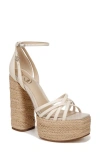 Sam Edelman Women's Kade Square Toe Crossover Strap Espadrille High Heel Platform Sandals In Modern Ivory