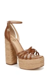Sam Edelman Kade Platform Sandal Rich Cognac Leather In Beige