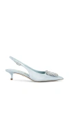 Sam Edelman Kaitlyn Slingback Pointed Toe Kitten Heel Pump In Baby Blue