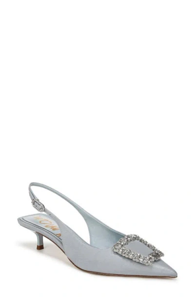 Sam Edelman Kaitlyn Slingback Pointed Toe Kitten Heel Pump In Cape Blue
