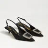 Sam Edelman Kaitlyn Slingback Pointed Toe Kitten Heel Pump In Black