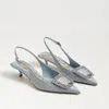 Sam Edelman Kaitlyn Slingback Pointed Toe Kitten Heel Pump In Blue