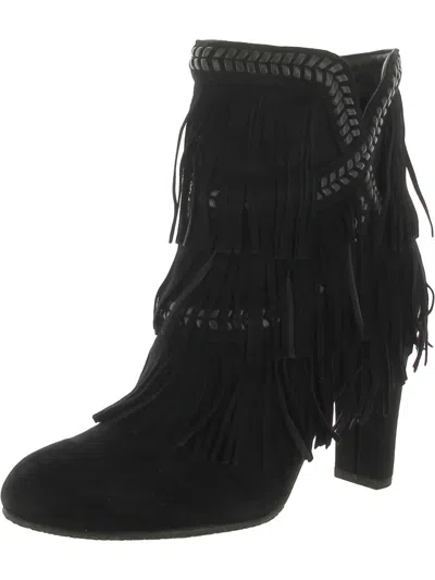 Sam Edelman Kaleb Womens Suede Fringe Ankle Boots In Black