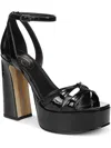 Sam Edelman Kamille Womens Patent Platform Heel Ankle Strap In Black