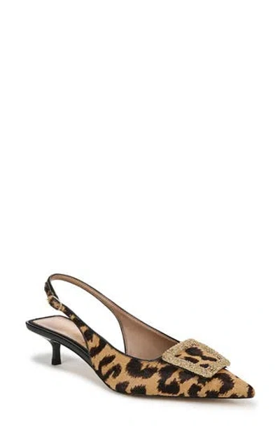 Sam Edelman Kammie Slingback Pointed Toe Kitten Heel Pump In Cyrpus Tan Multi