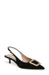 Sam Edelman Kammie Slingback Pointed Toe Kitten Heel Pump In Black