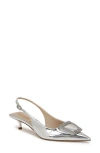 Sam Edelman Kammie Slingback Pointed Toe Kitten Heel Pump In Soft Silver