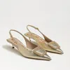 Sam Edelman Kaitlyn Slingback Pointed Toe Kitten Heel Pump In Gold