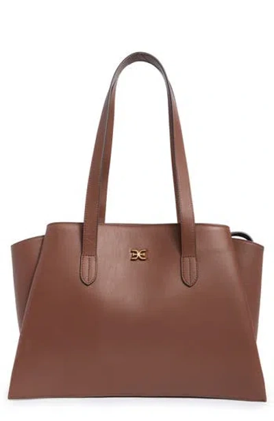 Sam Edelman Kara Leather Tote Bag In Brandy