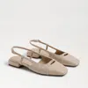 Sam Edelman Kara Slingback Flat Beechwood Tweed Oat Leather In Tan
