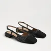 Sam Edelman Kara Slingback Flat Black Boucle In Black