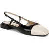 Sam Edelman Kara Slingback Flat Black/alpine White Patent In Black/alpine Ivory