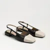 Sam Edelman Kara Slingback Flat Black/alpine White Patent In Multi