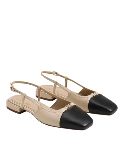 Sam Edelman Kara Slingback Flat In Sand/black In Multi