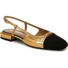 Sam Edelman Kara Slingback Flat Medallion Gold/black Fabric In Medallion Gold/black