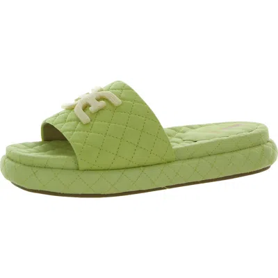 Sam Edelman Karinda Womens Leather Slip On Slide Sandals In Green