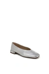 Sam Edelman Kasey Square Toe Ballet Flat Soft Silver Leather In Silver