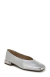 Sam Edelman Kasey Square Toe Ballet Flat Soft Silver Leather In Soft Silver