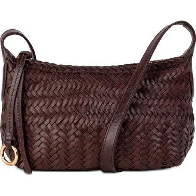Sam Edelman Kasey Woven Leather Crossbody Bag In Brown