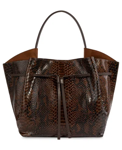 Sam Edelman Kate Leather Magnetic-snap Large Tote Handbag In Brown