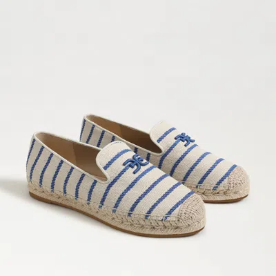Sam Edelman Kathleen Espadrille Flat Loafer Cobalt Blue Stripe Canvas