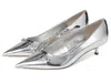 Sam Edelman Kaya Pointed Toe Kitten Heel Pump In Silver