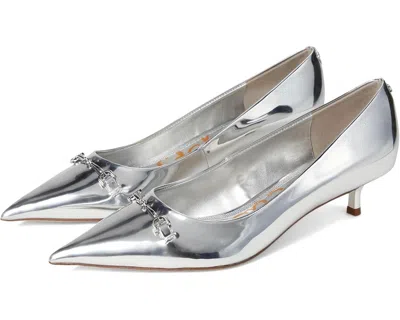 Sam Edelman Kaya 2 J3949s1020 Pump Women Silver Leather Kitten Heel Zogg2066