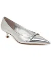 Sam Edelman Kaya Pointed Toe Kitten Heel Pump In Silver