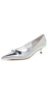 Sam Edelman Kaya Pointed Toe Kitten Heel Pump In Soft Silver
