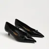 Sam Edelman Kaya Pointed Toe Kitten Heel Black Patent In Black
