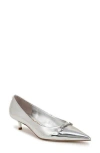 Sam Edelman Kaya Pointed Toe Kitten Heel Pump In Silver