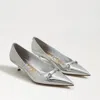 Sam Edelman Kaya Pointed Toe Kitten Heel Pump In Silver