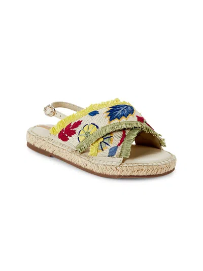 Sam Edelman Kids' Kayden Girl's Embroidery Sandals In Beige Multi