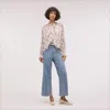 SAM EDELMAN SAM EDELMAN KELSIE POP OVER LONG SLEEVE BLOUSE NAVY PETAL