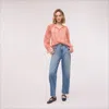 Sam Edelman Kelsie Pop Over Long Sleeve Blouse Peach Pink In Pink