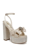 Sam Edelman Kennedie Platform Bow Heel Modern Ivory Satin In Modern Ivory