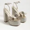 Sam Edelman Kennedie Platform Bow Heel Modern Ivory Satin In White