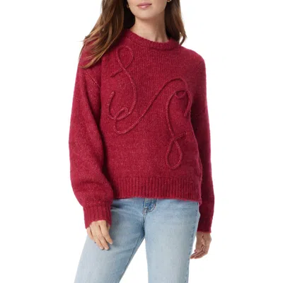 Sam Edelman Women's Khloe Crewneck Boxy Pullover Sweater In Cerise