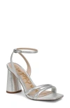 Sam Edelman Kia Block Heel Sandal Soft Silver Leather In Silver