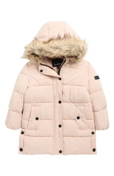 Sam Edelman Kids' Expedition Faux Fur Lined Hooded Puffer Jacket In Pink