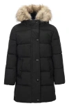 Sam Edelman Kids' Expedition Faux Fur Trim Puffer Jacket In Black
