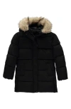Sam Edelman Kids' Expedition Faux Fur Trim Puffer Jacket In Black